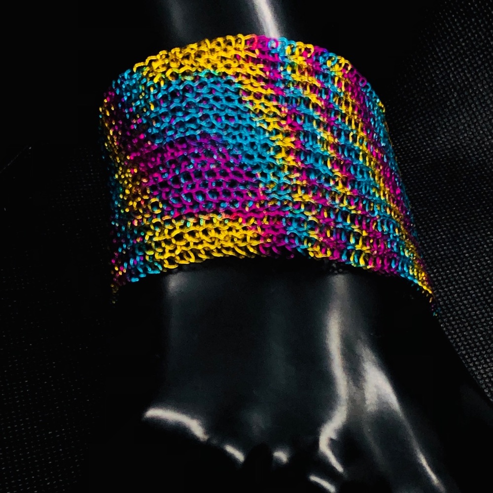 Handmade Ladies metal multicolored Cuff bracelet